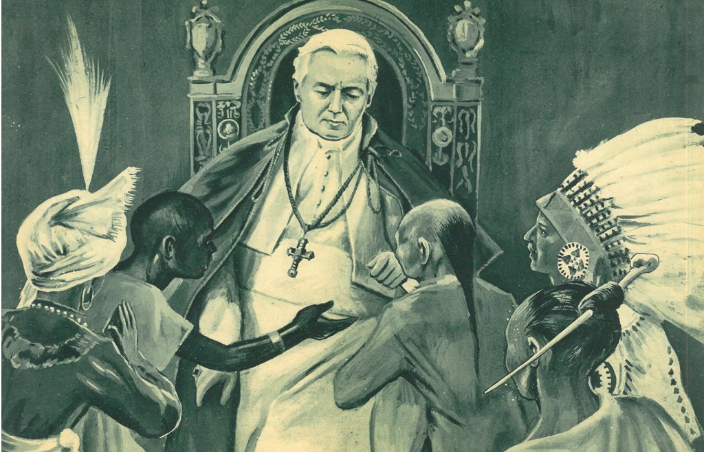 San Pio X con bambini di diverse etnie