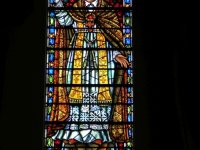 San Pio X in una vetrata della chiesa di Santa Brigida a SanFrancisco in California (USA)